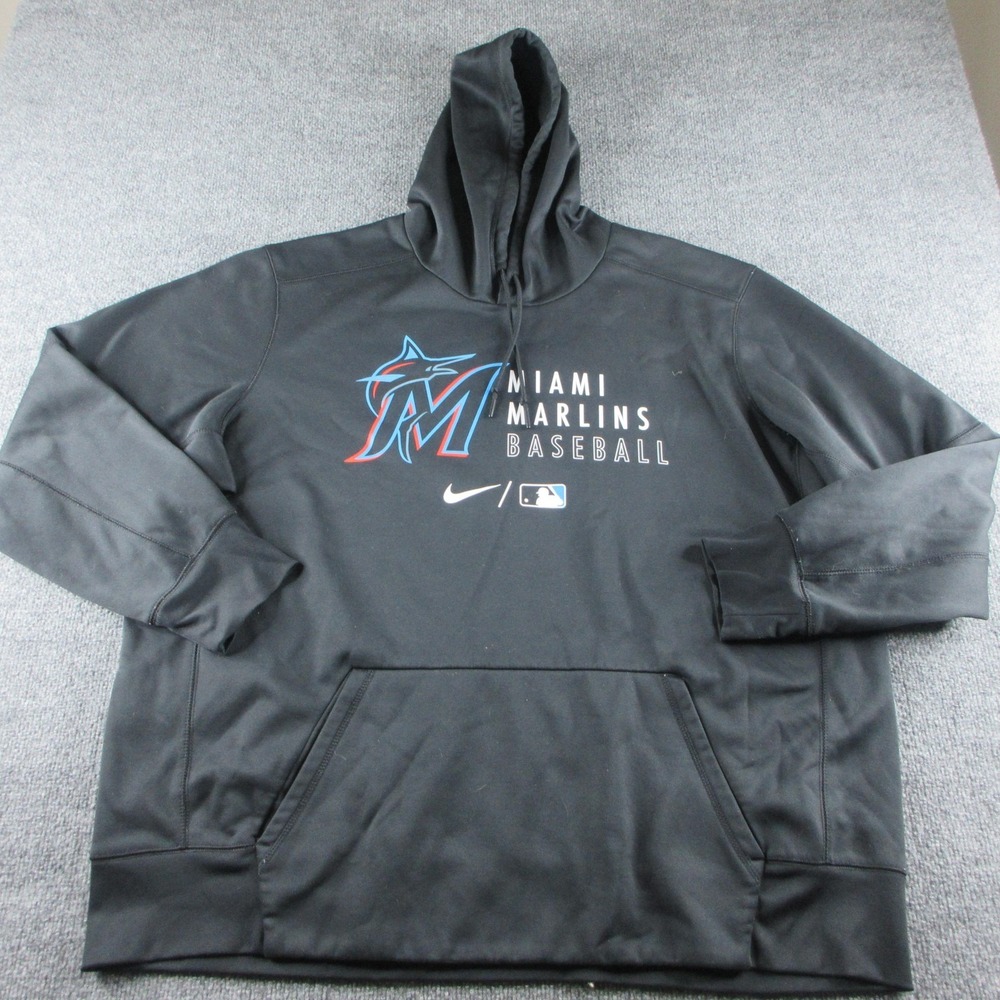Miami Marlins Hoodie Mens 3XL Black MLB Baseball Nike Dri-FIT Pullover Authentic